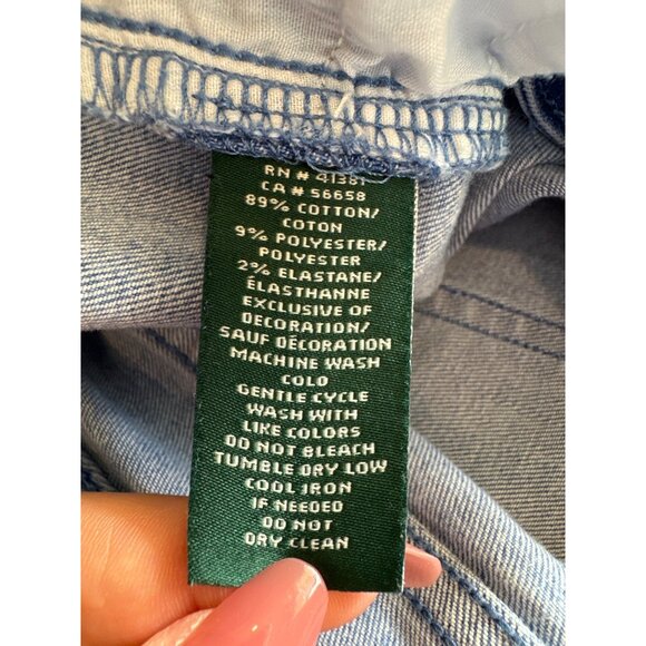 Lauren Ralph Lauren Womens Jeans Sz 18W Cropped Embroidered Raw Hem Blue Stretch - Picture 9 of 15